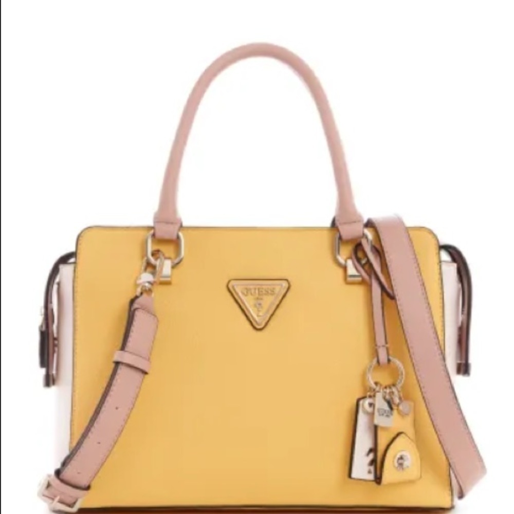 NEW GUESS Multi Yellow Satchel Handbag